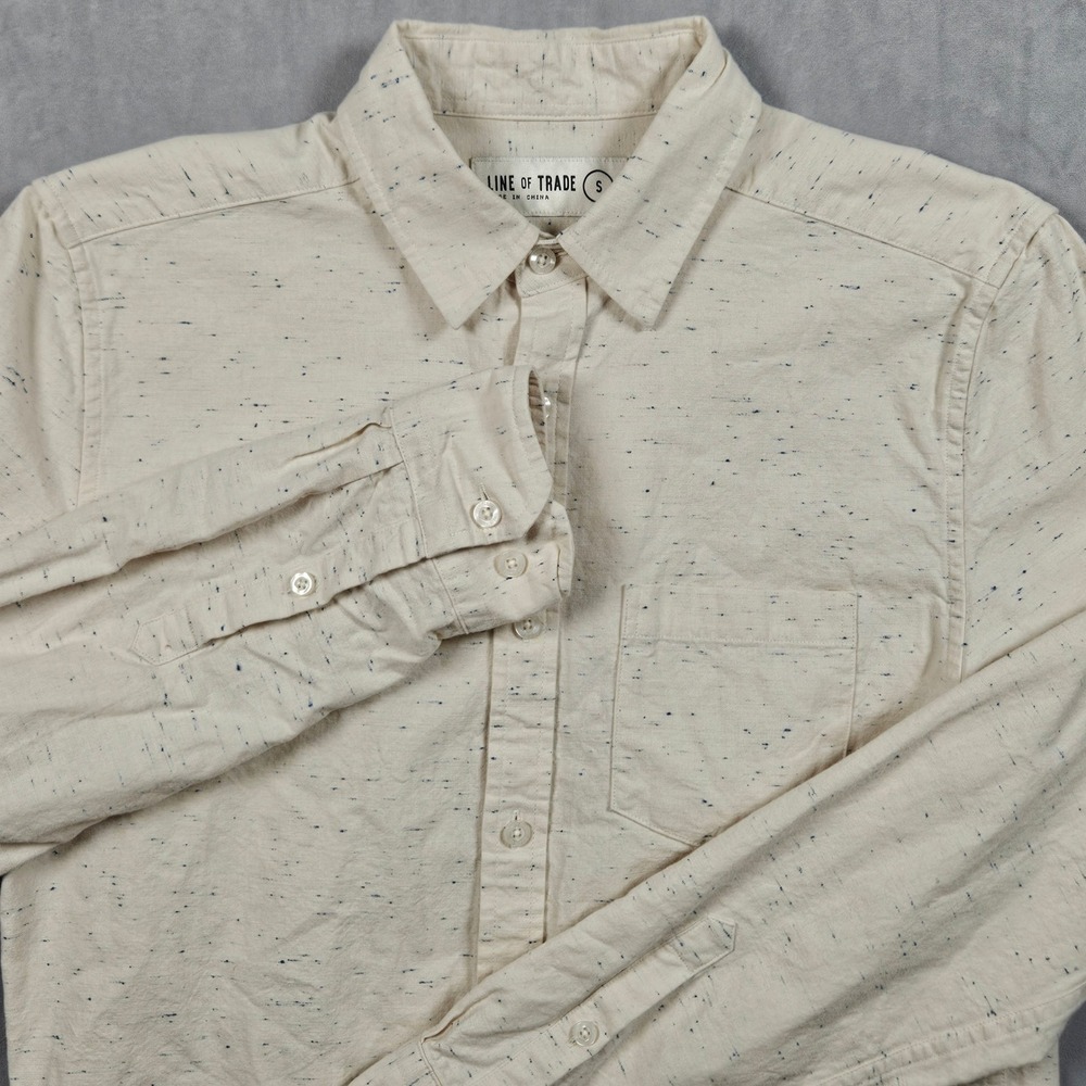 Line of Trade Shirt Mens Small Cream Speckled Long Sleeve Button Up Pocket